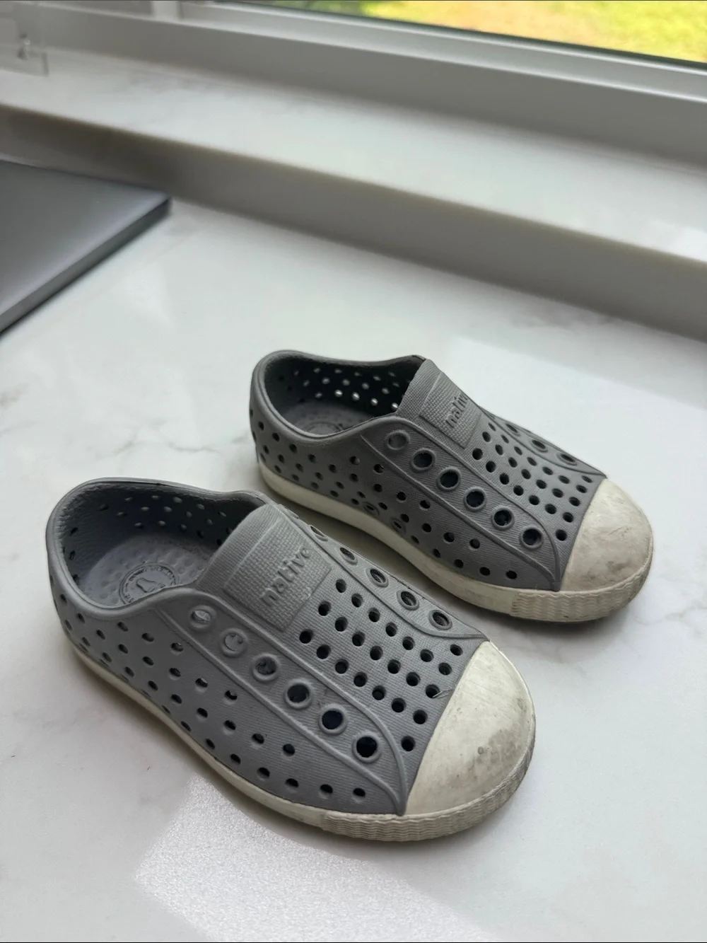 Native toddler Water Slip-On Shoes in Grey